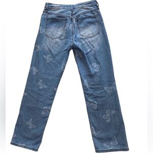 S.O.N.G Timeless Fit Butterfly Print Classic Blue Denim Jeans, Size 3